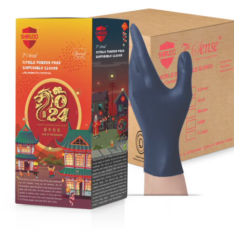 [BULK] SHIRUDO 7th Sense BerryBlue Nitrile Disposable Glove - LOW DERMA™ (3.2g/1000pcs)