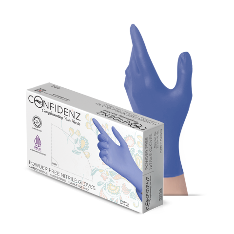 [HALAL] CONFIDENZ Blue Nitrile Disposable Glove (3.5g/100pcs)