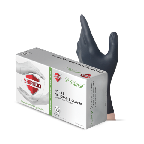SHIRUDO 7th Sense Nitrile Disposable Glove, BerryBlack - LOW DERMA™ (5.0g/100pcs)