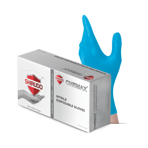 SHIRUDO CHEMAX Nitrile Disposable Glove, Blue (3.8g/100pcs)