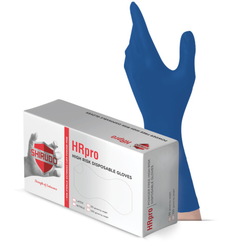 SHIRUDO HRpro High Risk Blue Latex Disposable Glove (18.5g/50pcs)